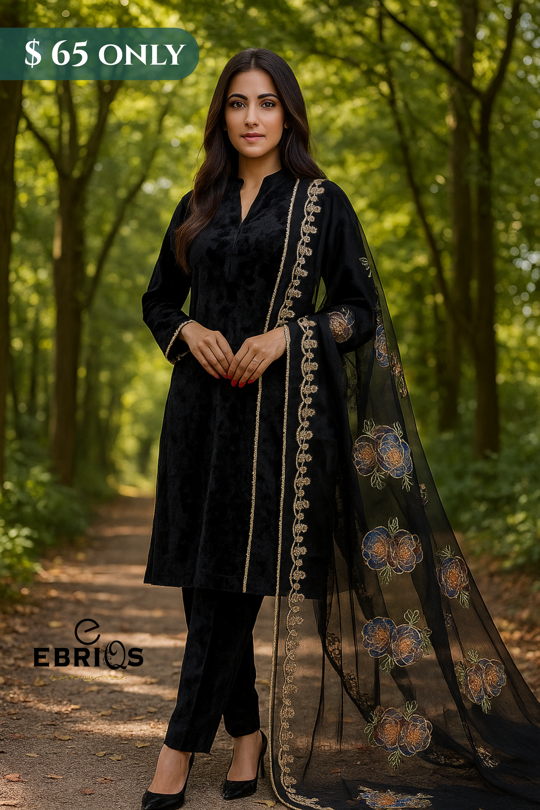 Elegant Black Velvet 3-Piece Suit – $65 Only