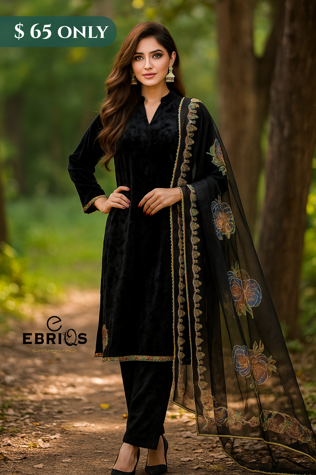 Elegant Black Velvet 3-Piece Suit – $65 Only