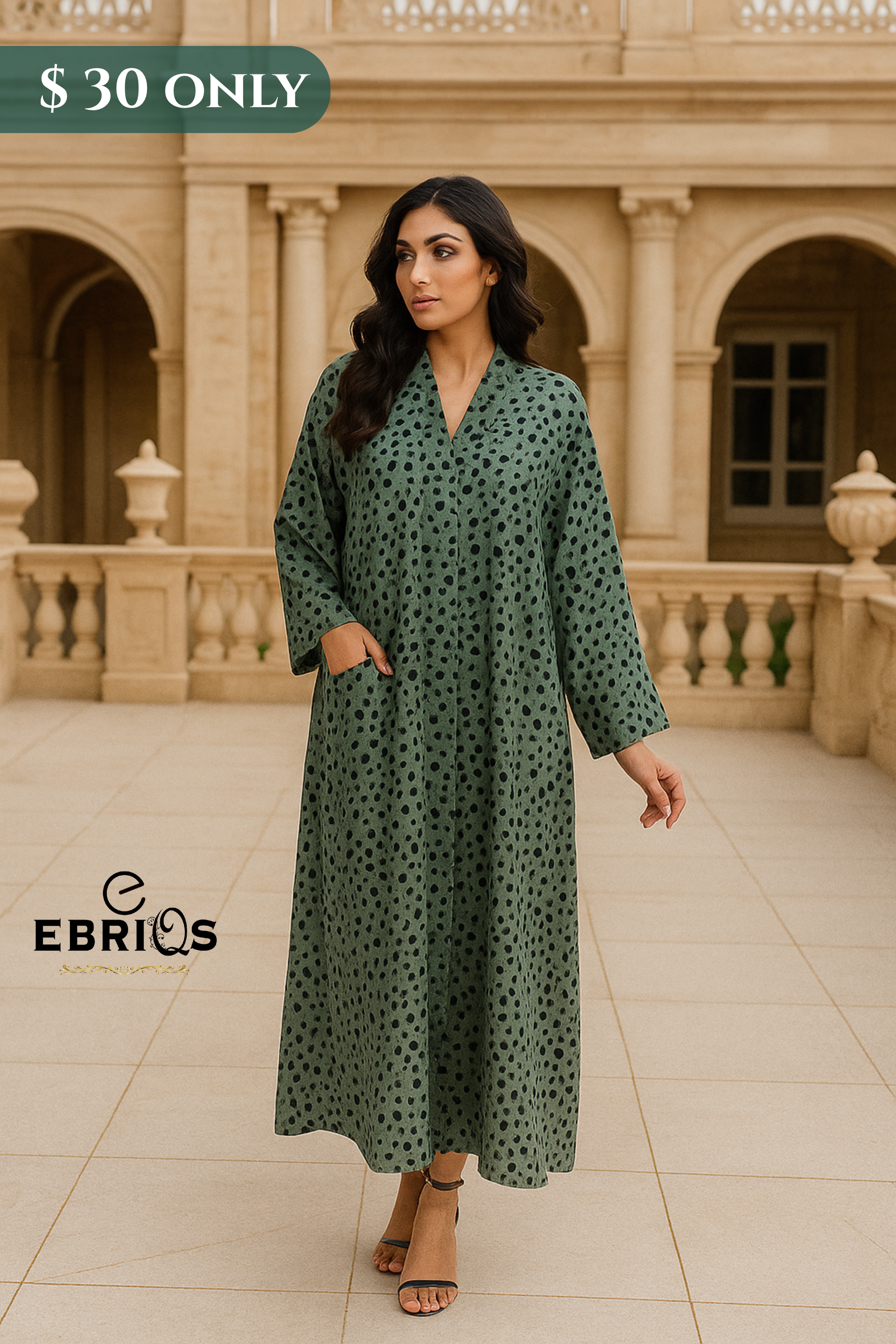 Chic Comfort - Green Printed Cotton Maxi Dress