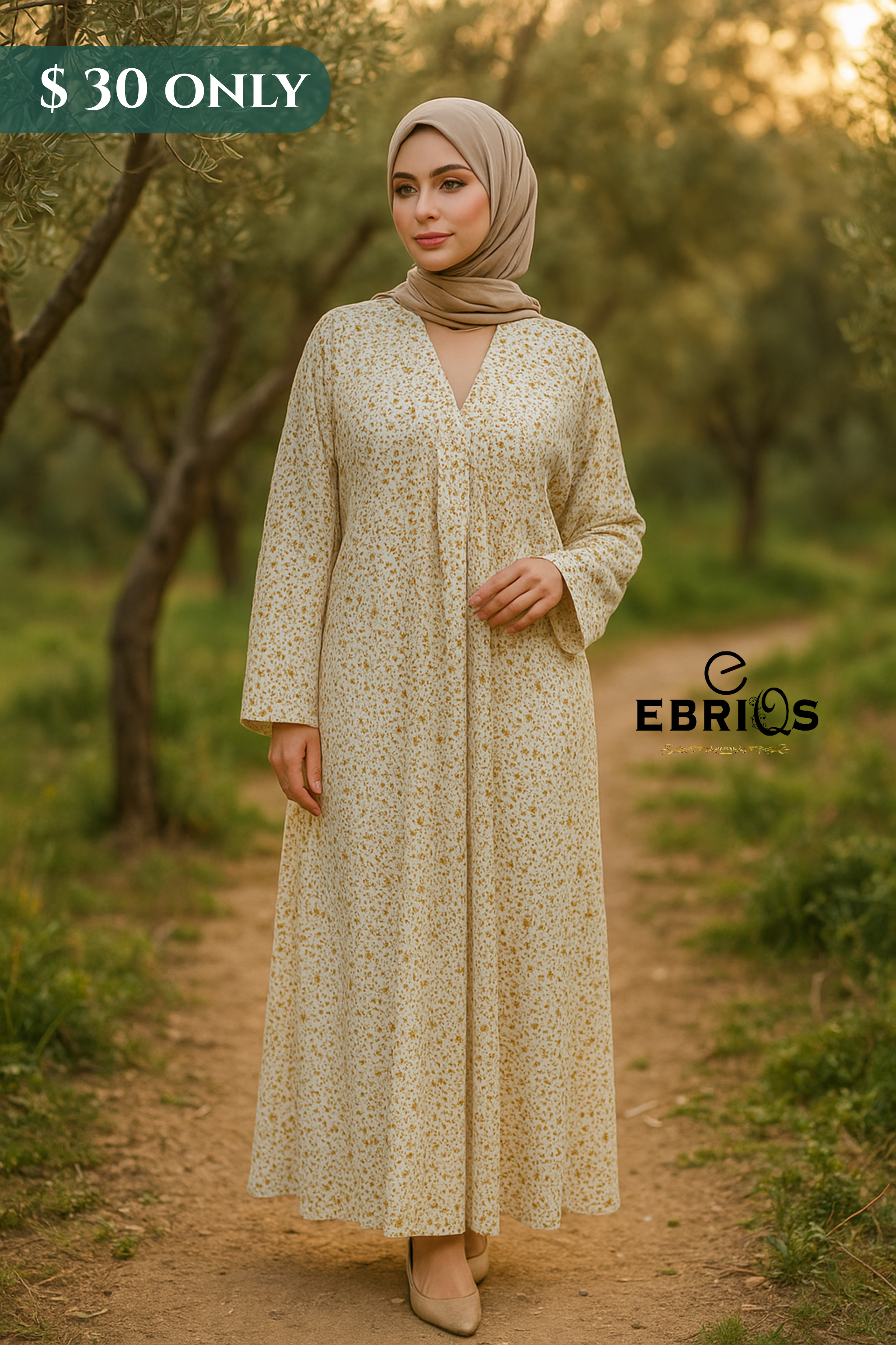 Elegant Floral Modest Dress – $30 Only