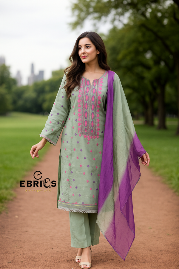 Grace in Lavender & Mint – Bareeze 3-Piece Suit