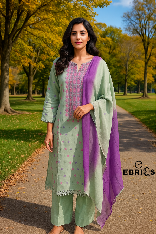 Grace in Lavender & Mint – Bareeze 3-Piece Suit