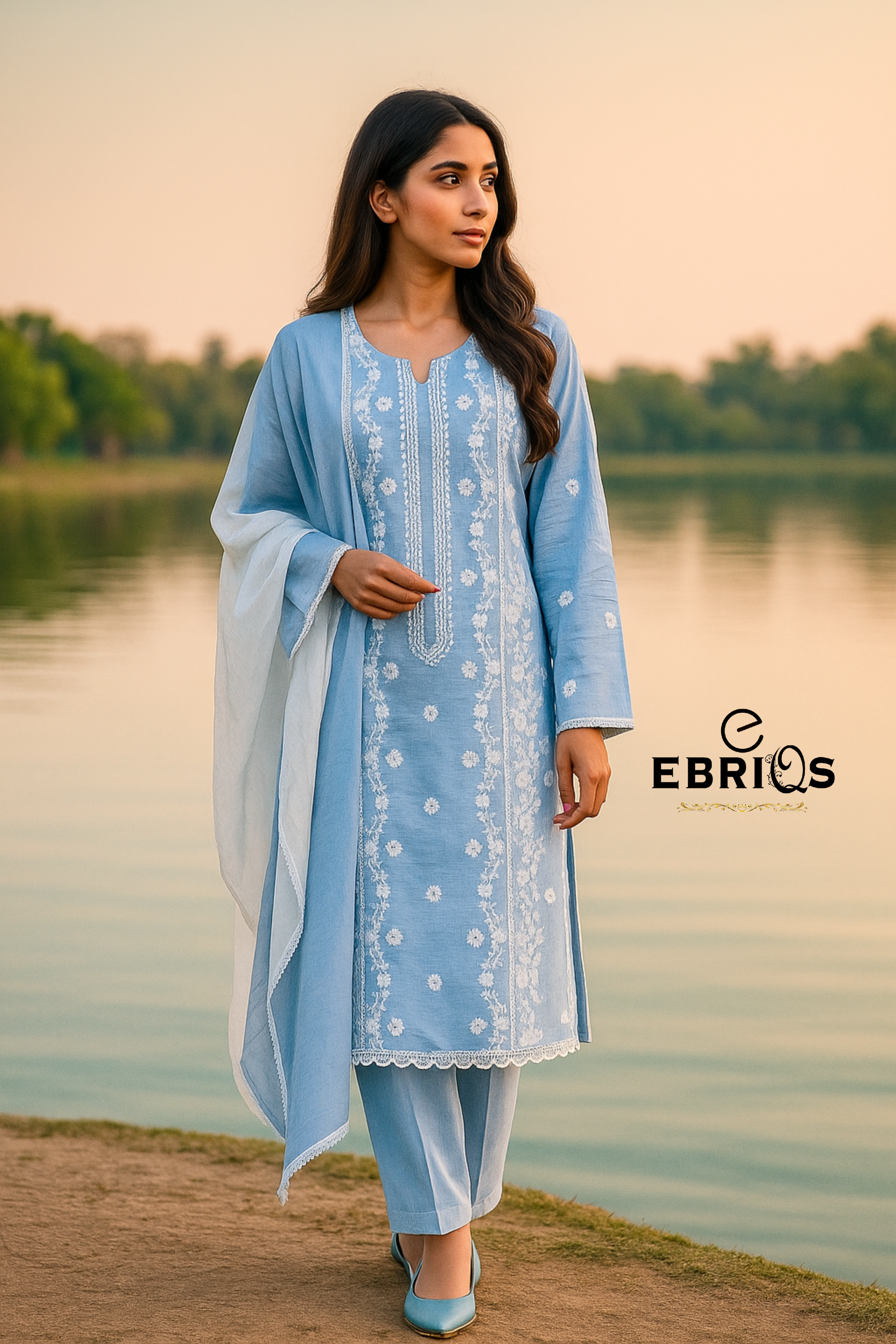 Ebriqs Sky Serenity Lawn Suit