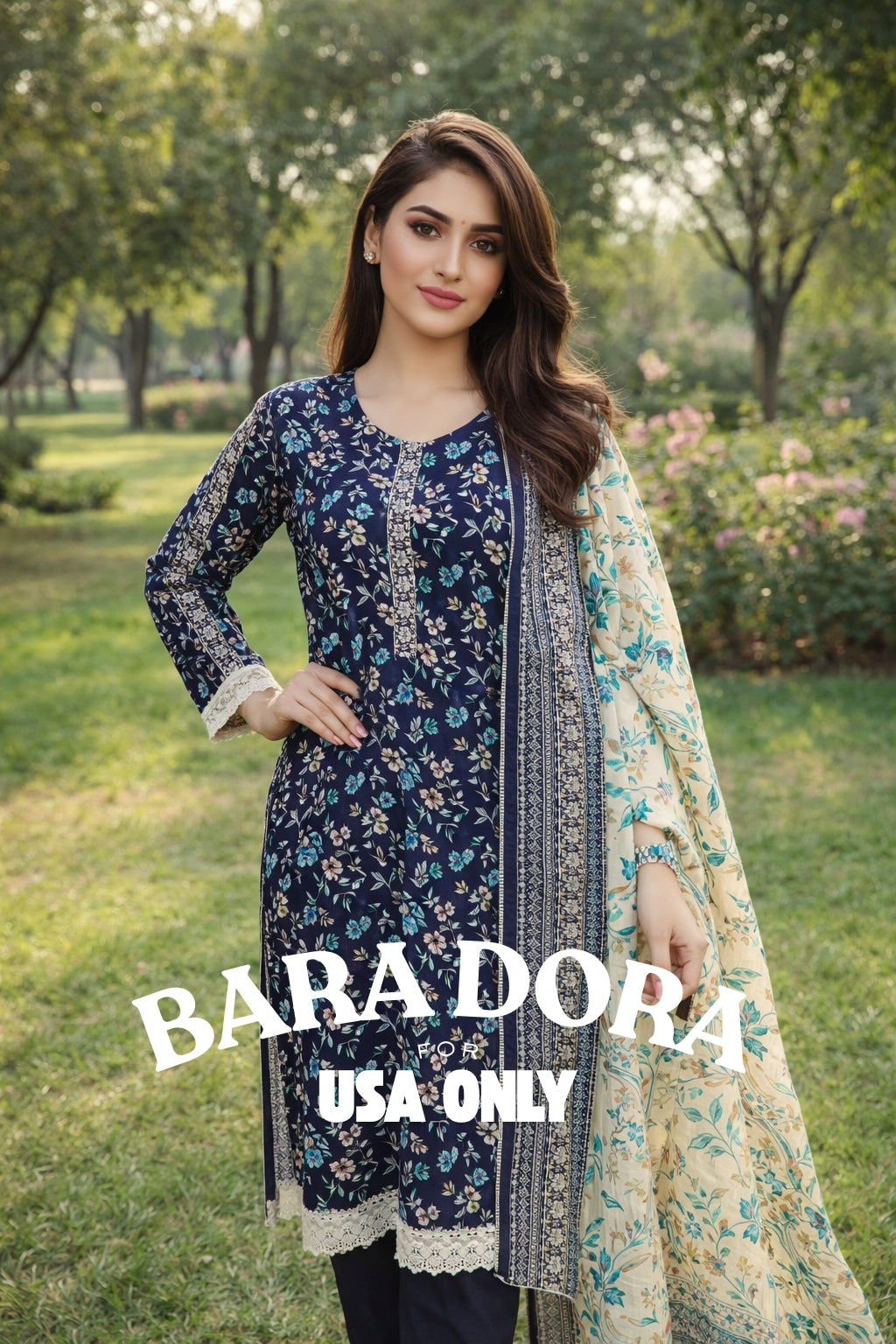 BARA DORA – Midnight Bloom 3PC Printed Outfit (USA ONLY)