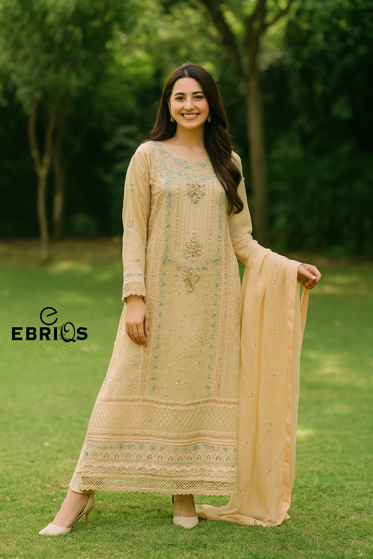 Elegant Maxi Embroidered 3-Piece Suit