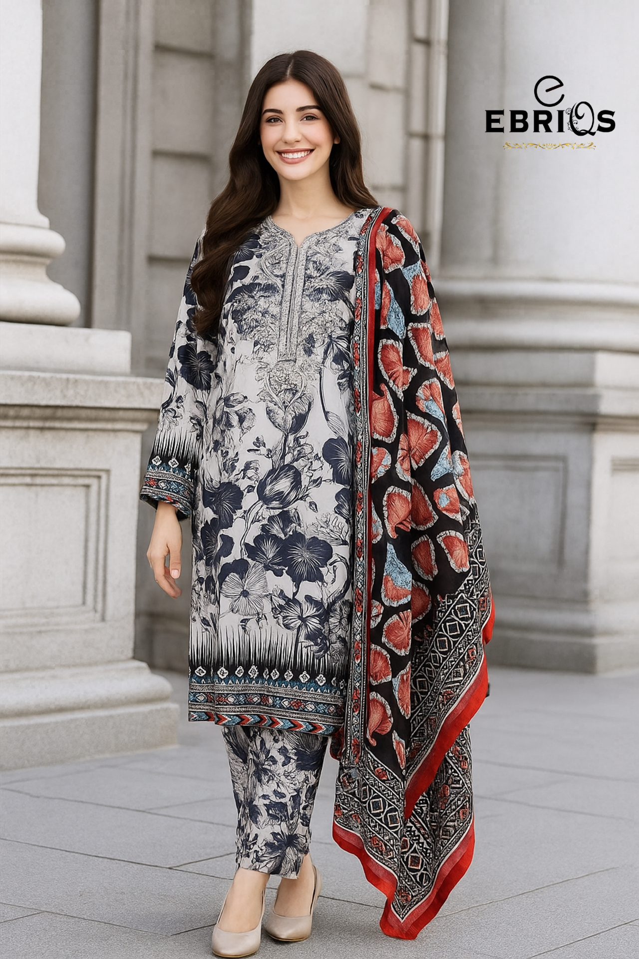 Premium Lawn fabric 3-Piece Suit By Ebriqs