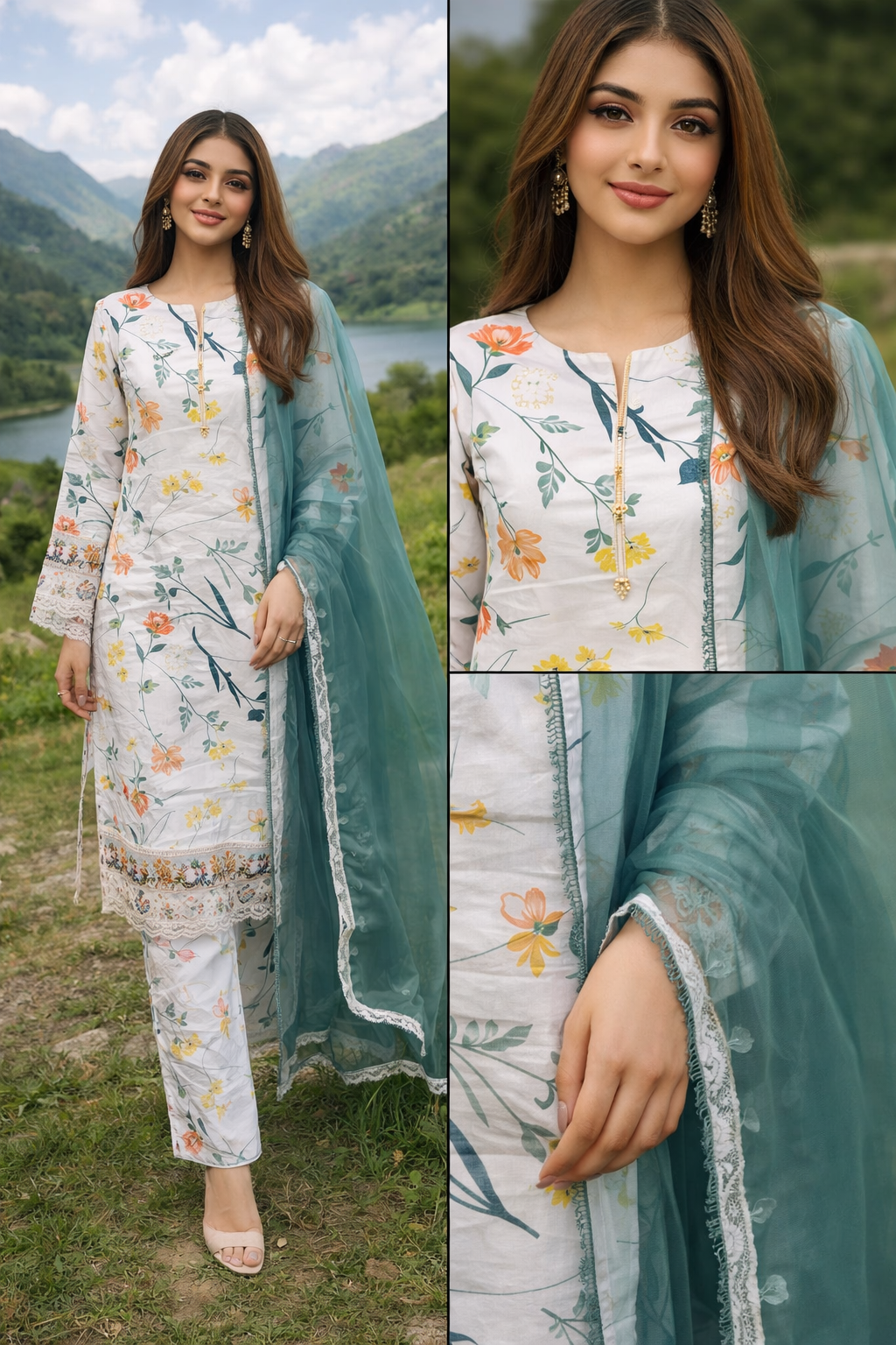 Ebriqs Embroidery 3 Piece Suit -Affordable price
