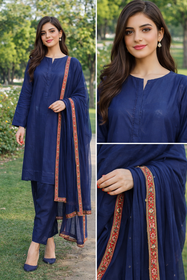 Navy Blue Co-ord Set for Women | Shirt Trouser| Minimal Elegant Wear