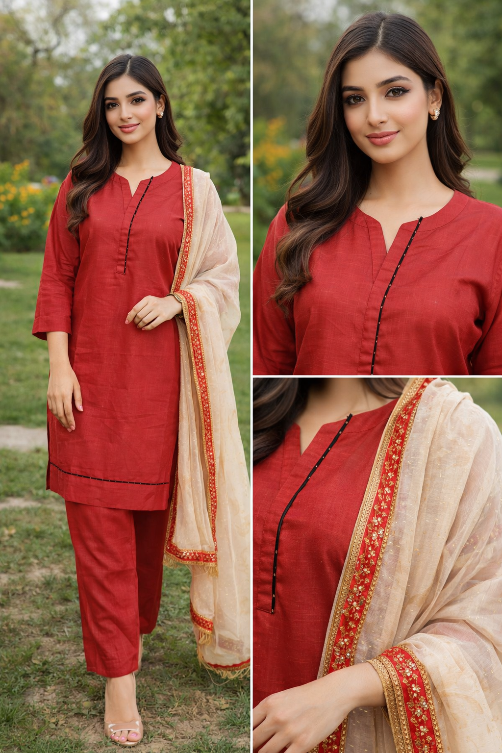 Khaddar Co-Ord Set for Women | Rust Red | Winter Wear