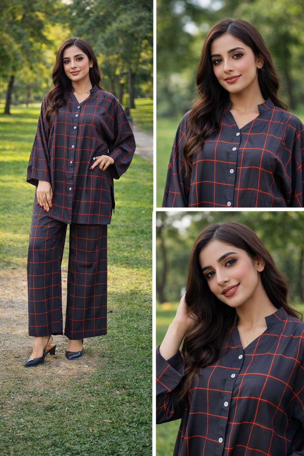 Ebriqs Checkered Co-Ord Set for Women |Smart Casual Wear