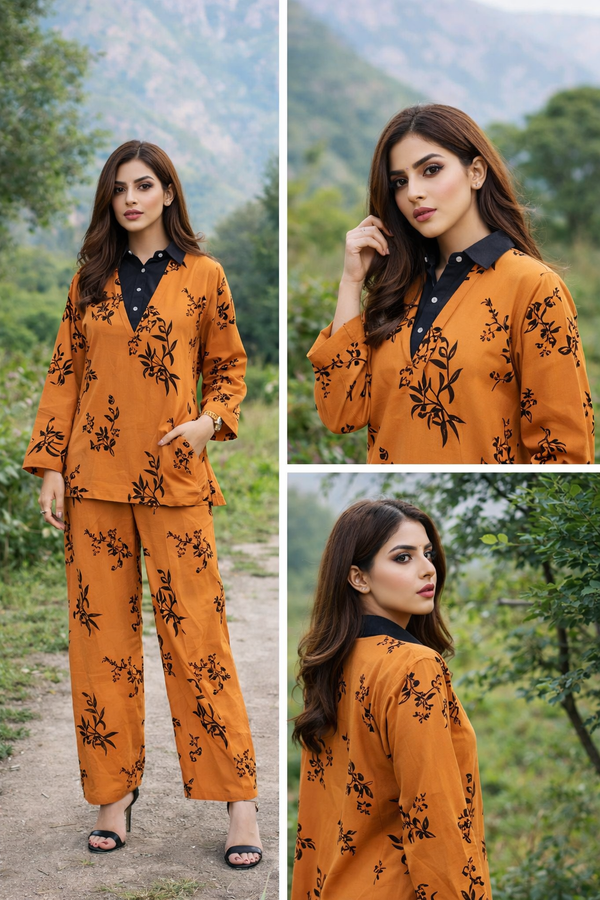 Floral Co-Ord Set for Women | 2 Piece Printed Shirt & Trouser