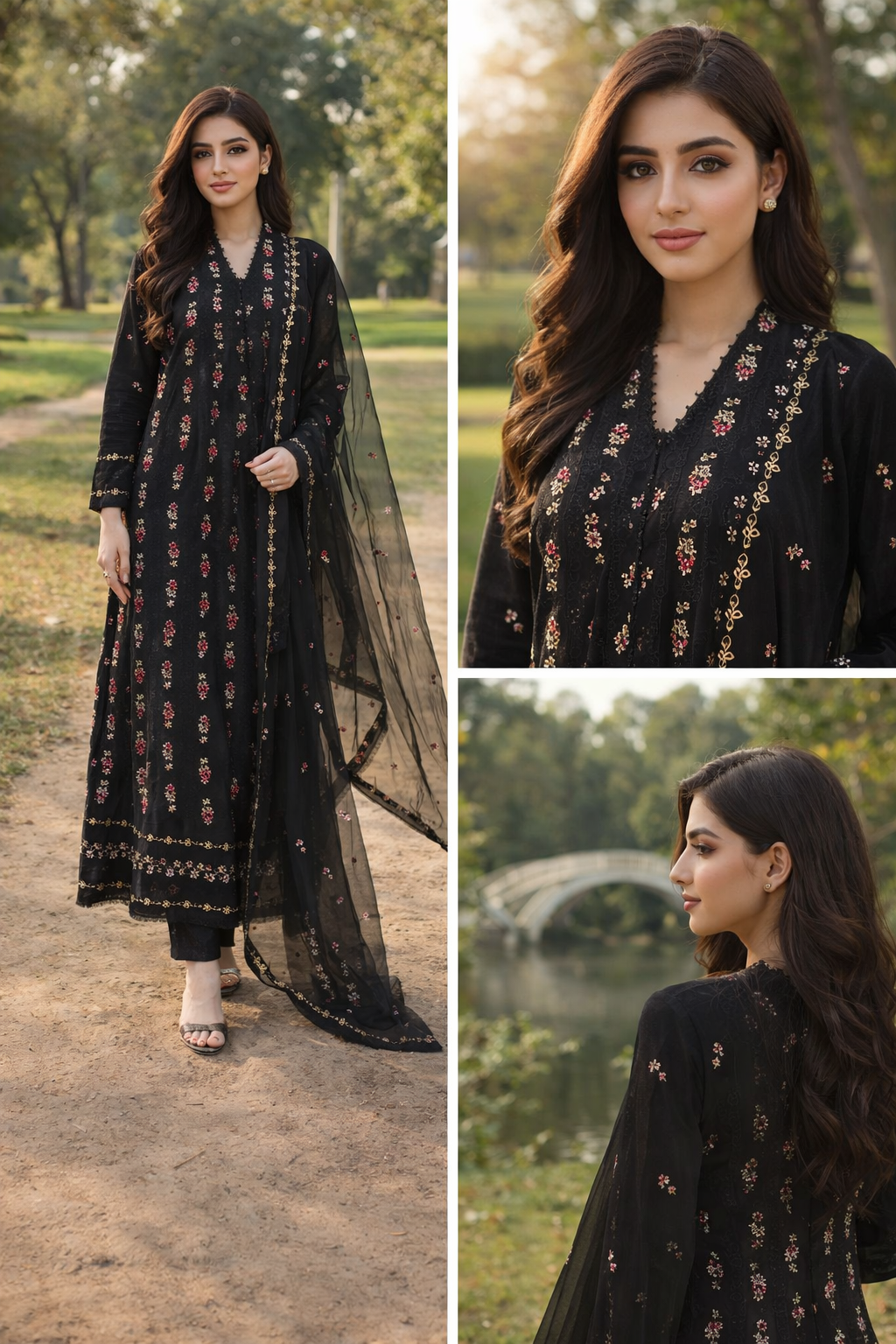 Black Embroidered 3PC Suit