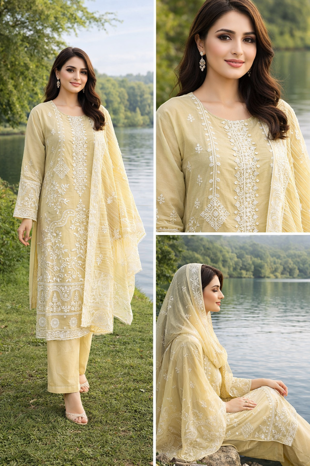 Butter Yellow Embroidered 3 Piece Suit
