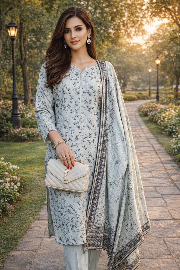 Ebriqs Mother Collection – Mist Blue Floral 3 Piece Suit