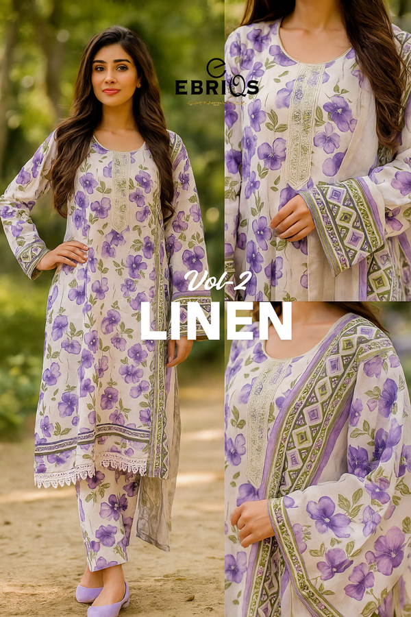 Ebriqs Vol-2 Linen – Purple Floral Elegance