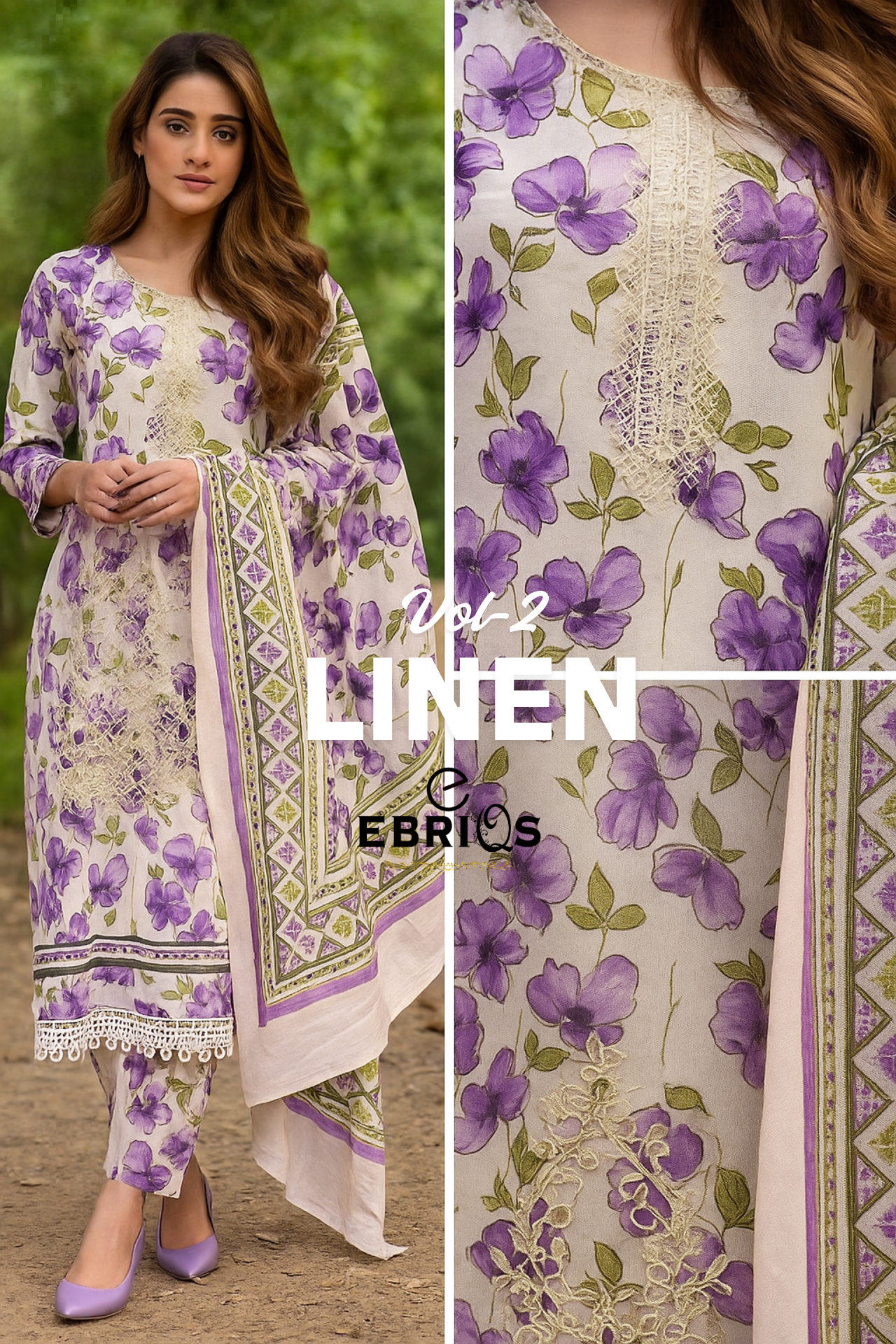 Ebriqs Vol-2 Linen – Purple Floral Elegance