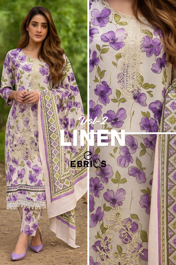 Ebriqs Vol-2 Linen – Purple Floral Elegance
