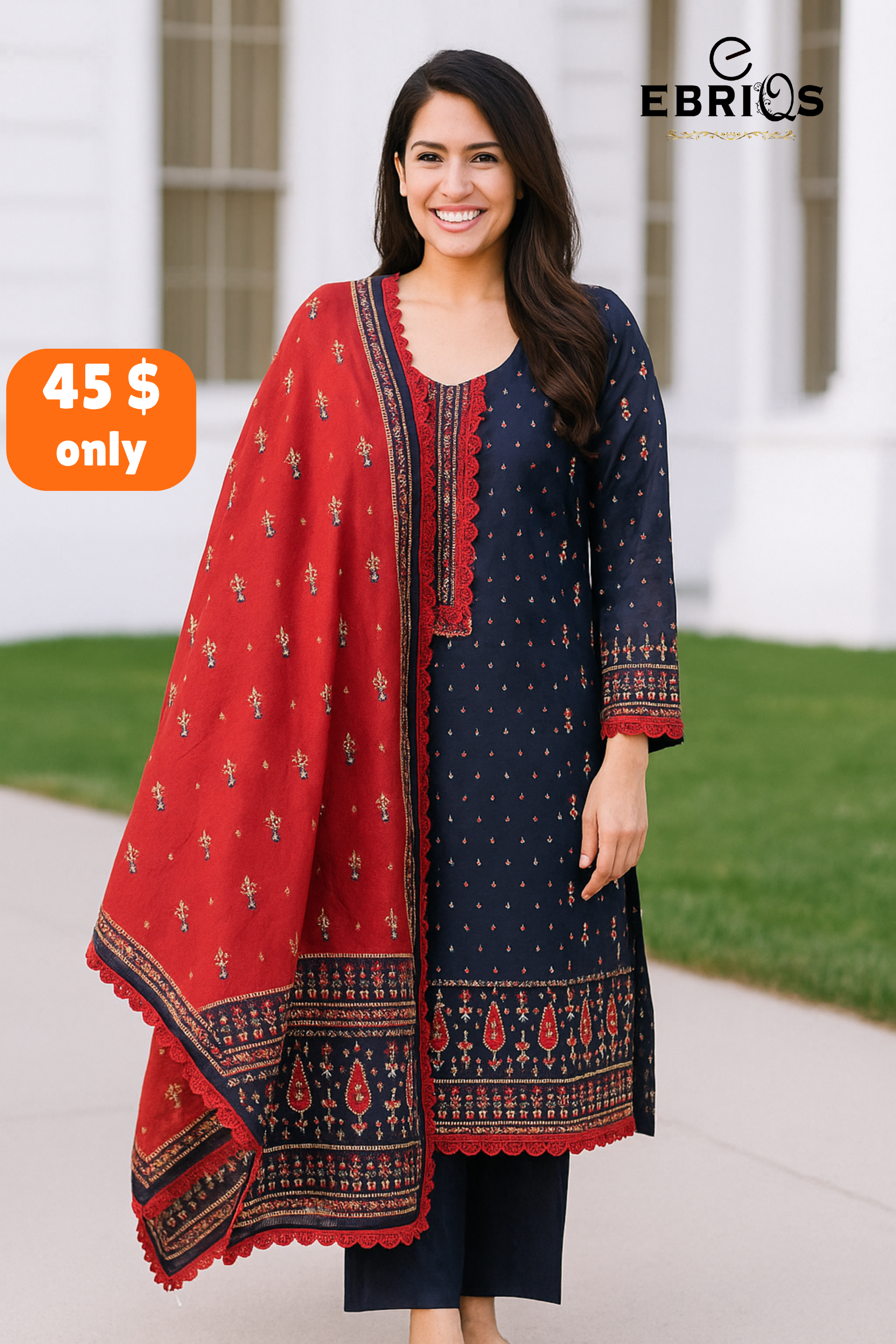 Soft lawn fabric with gold accents