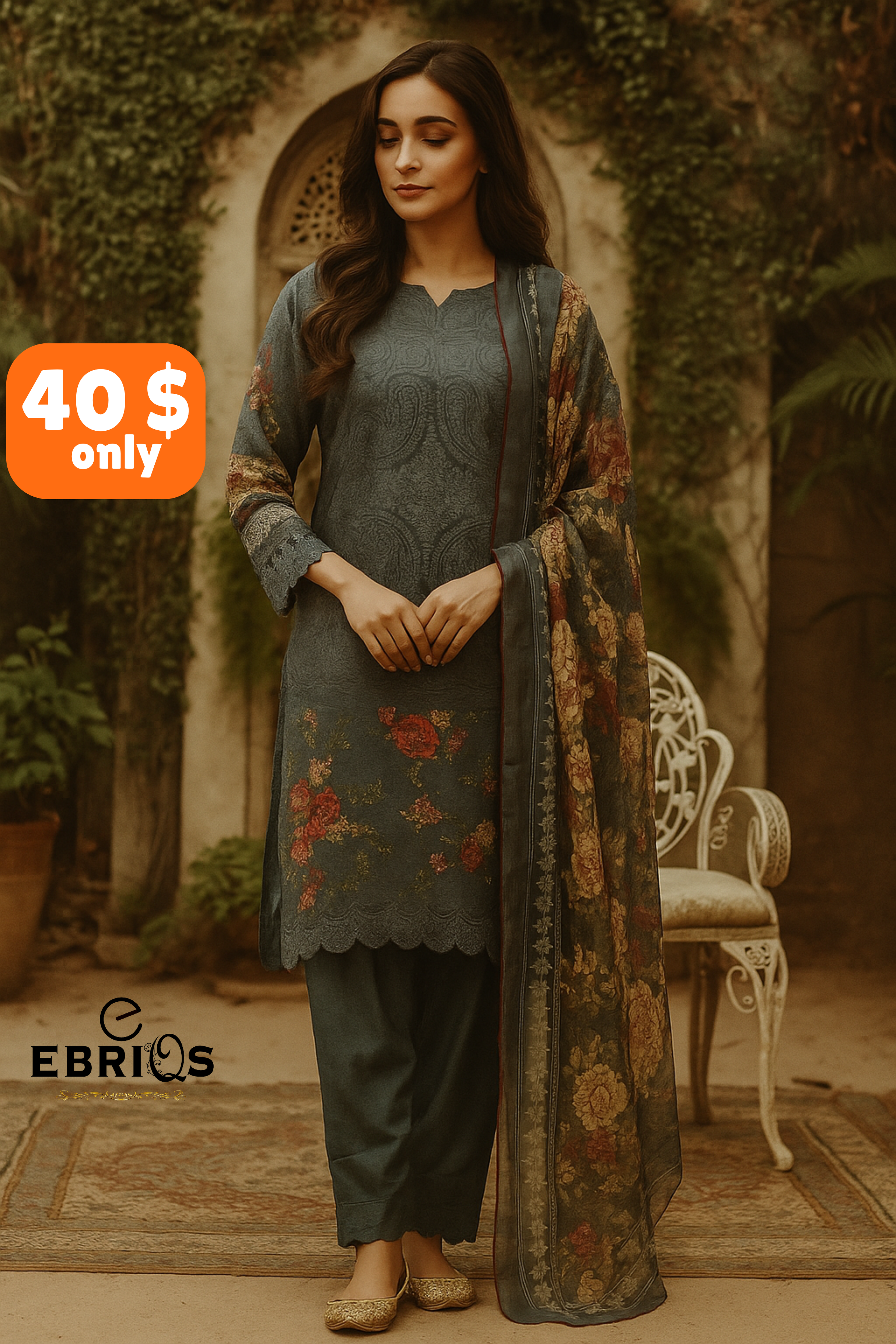 3-Piece Luxury Lawn🌹 Elegance in Every Thread 🌹