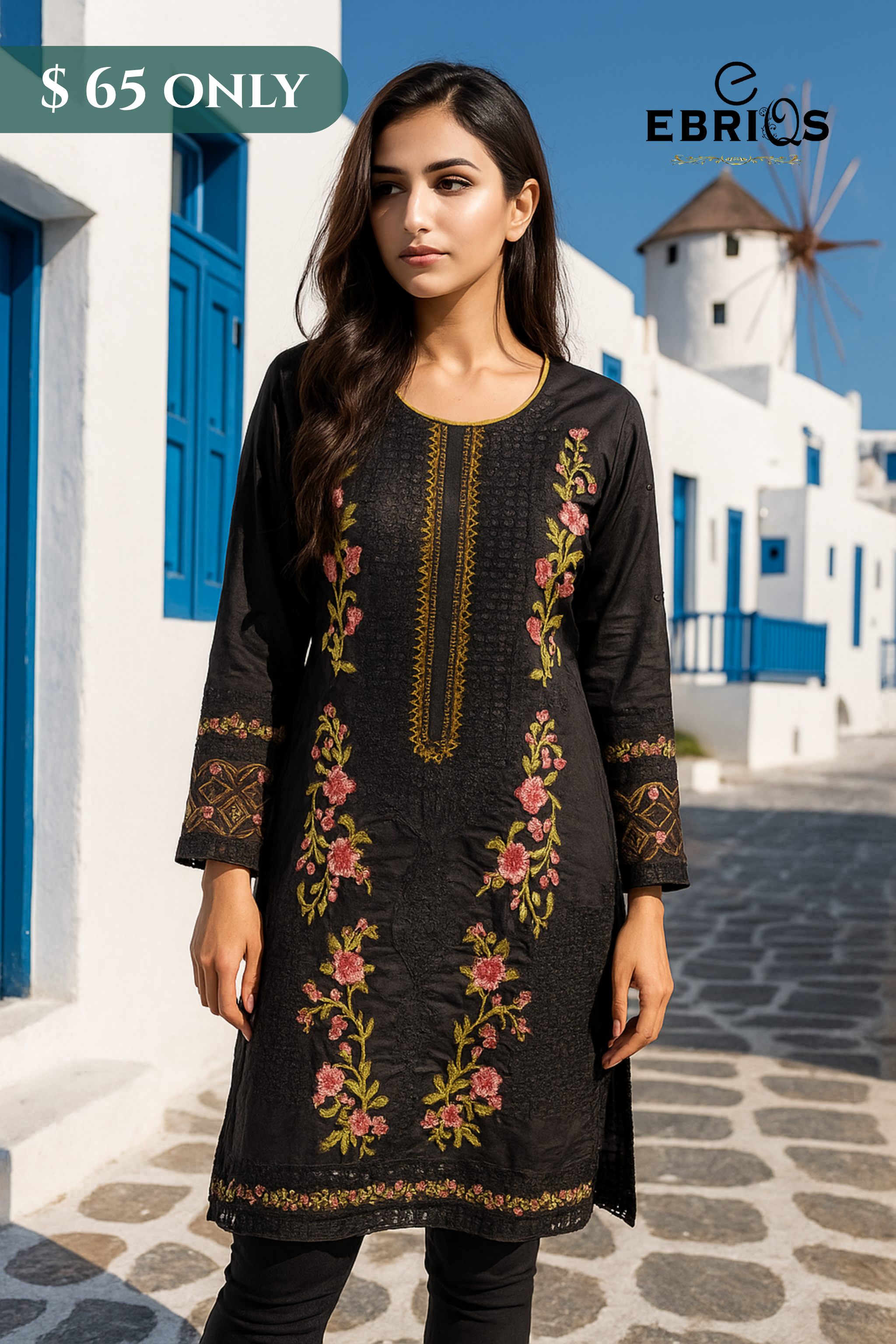 Elegant Black Floral Embroidered 2-Piece Suit – $65 Only
