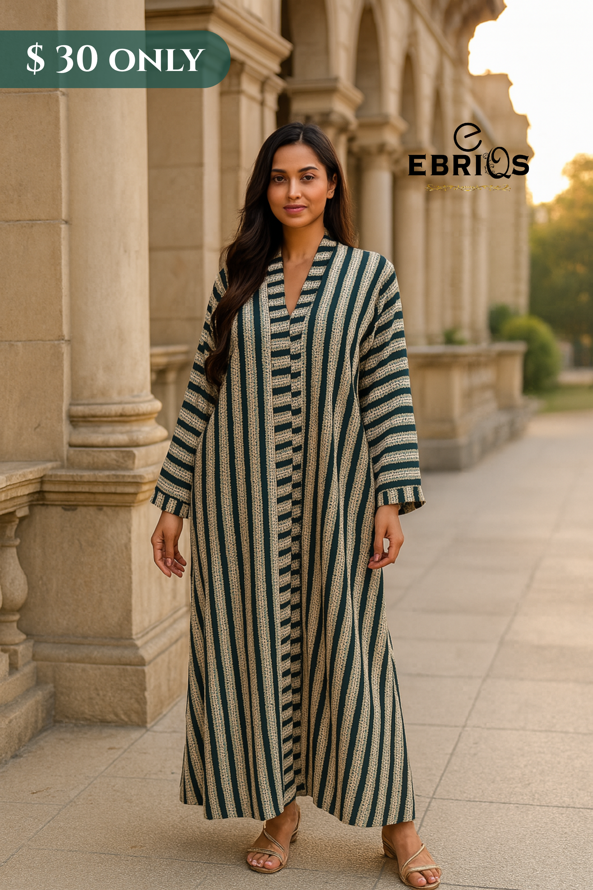 Striped Abaya Dress – Modest Long Kaftan for Women