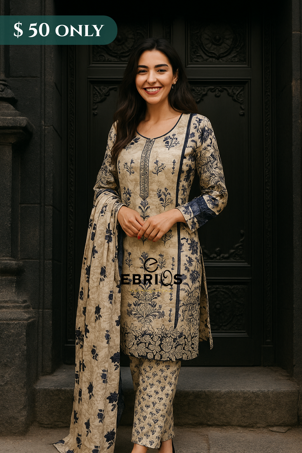 Midnight Blossom Lawn 3-Piece Suit