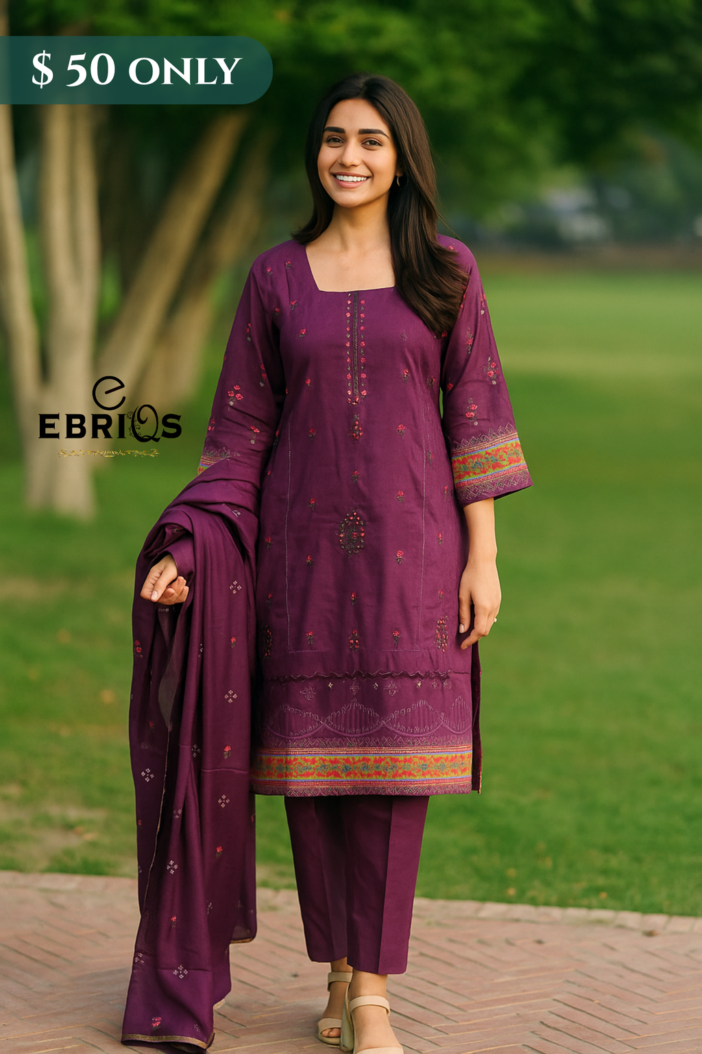 Plum Elegance 3-Piece Lawn Suit