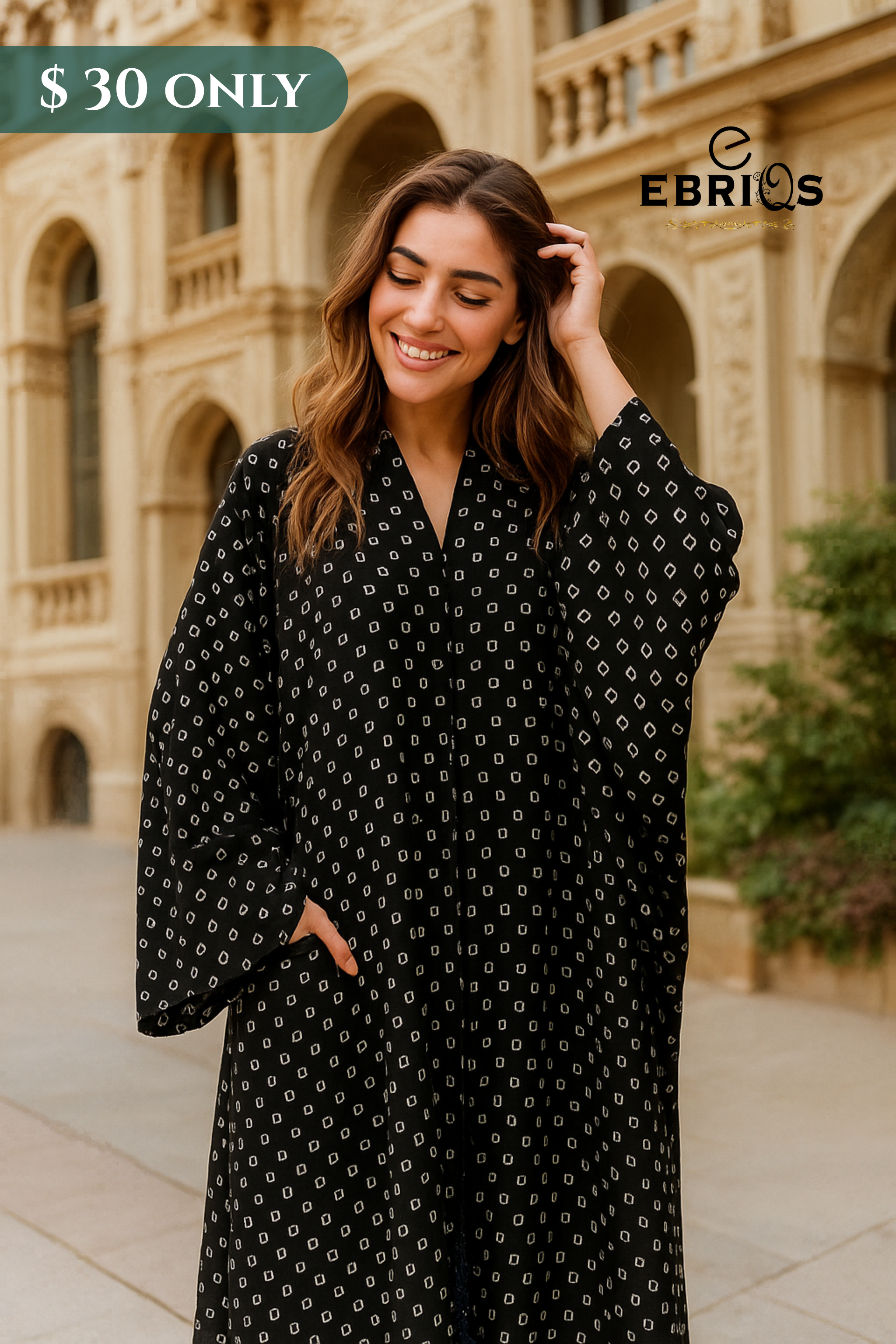 Ebriqs Black Diamond-Print Maxi Dress