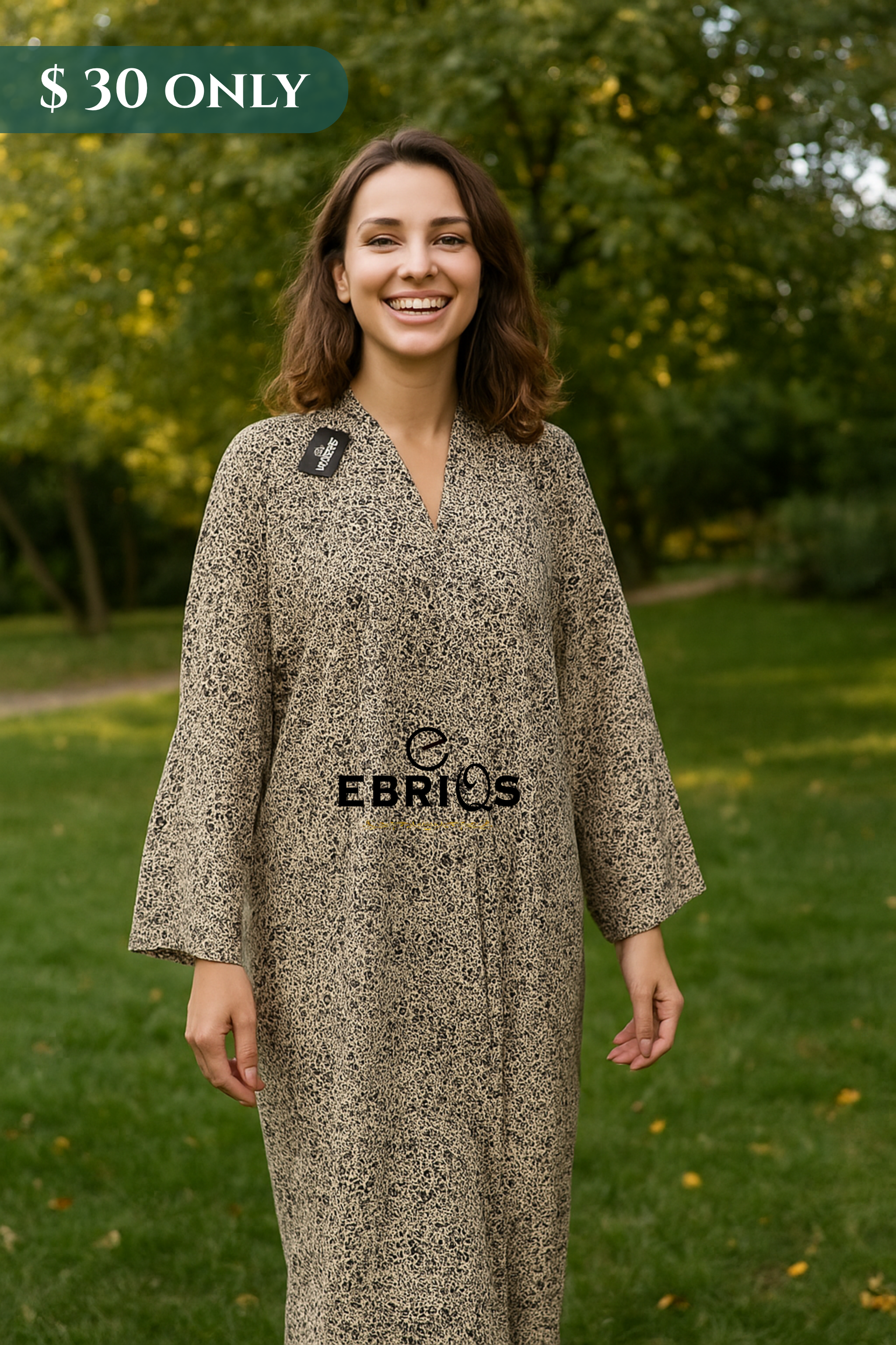 Ebriqs Minimal Beige & Black Abstract Maxi Dress