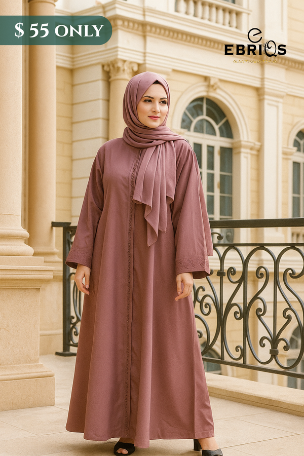 Rose Abaya – Modest Wear with Elegant Detailing | EBRIQS