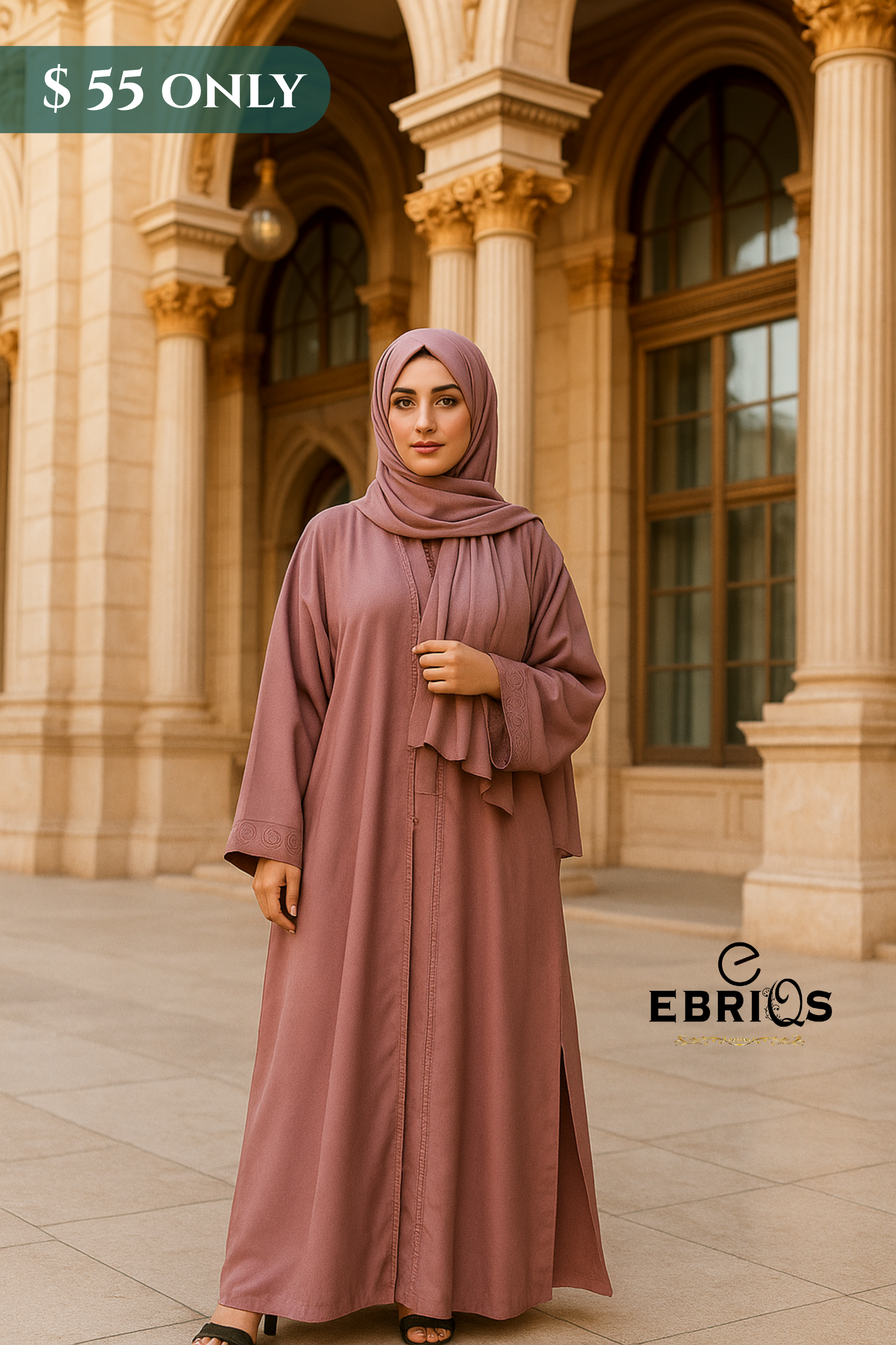Rose Abaya – Modest Wear with Elegant Detailing | EBRIQS