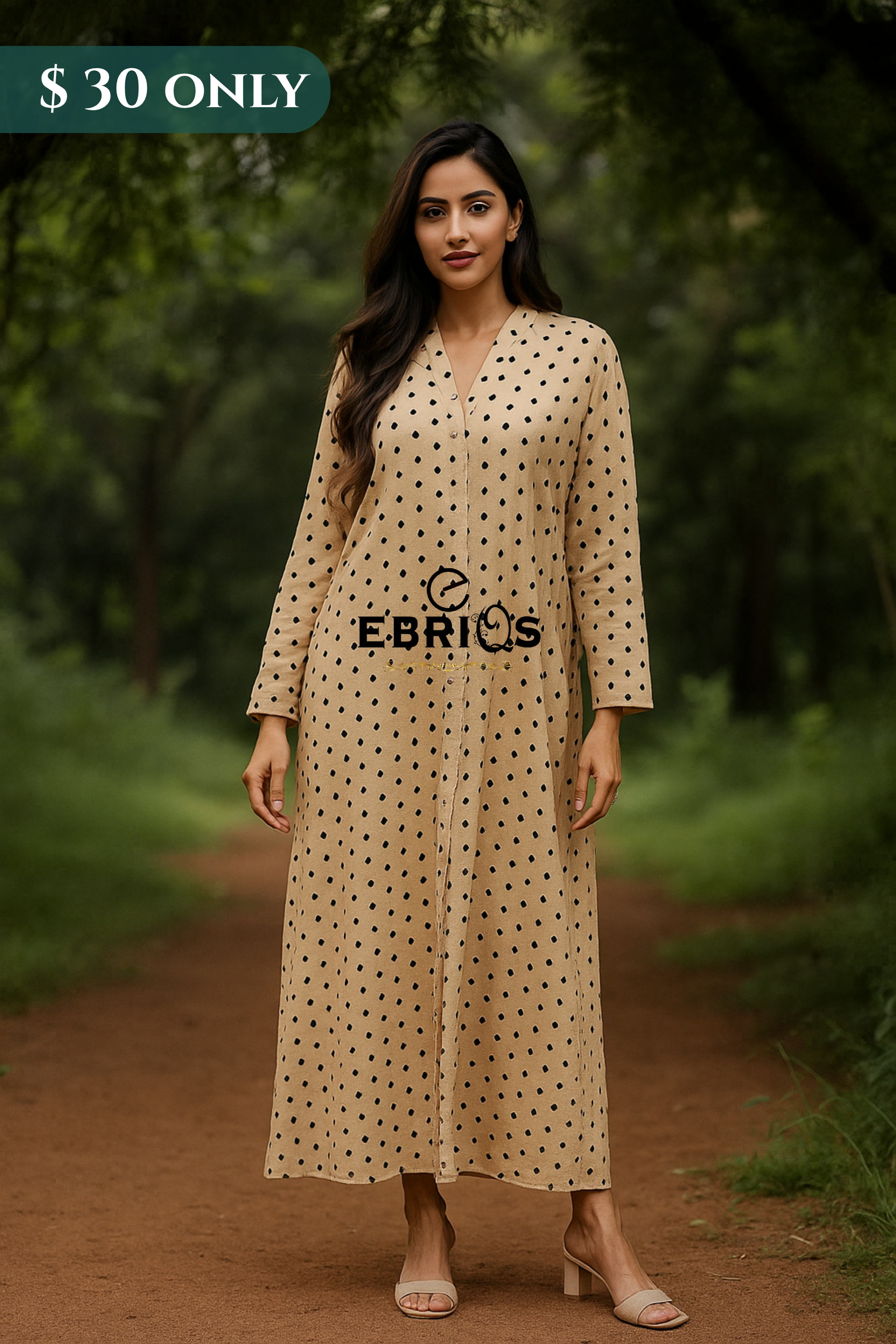 Polka Dot Long Dress – Modest & Elegant | Only $30