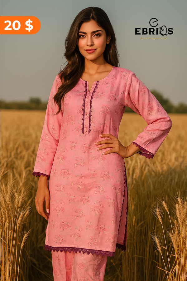 Blossom Pink 2-Piece Cotton Suit